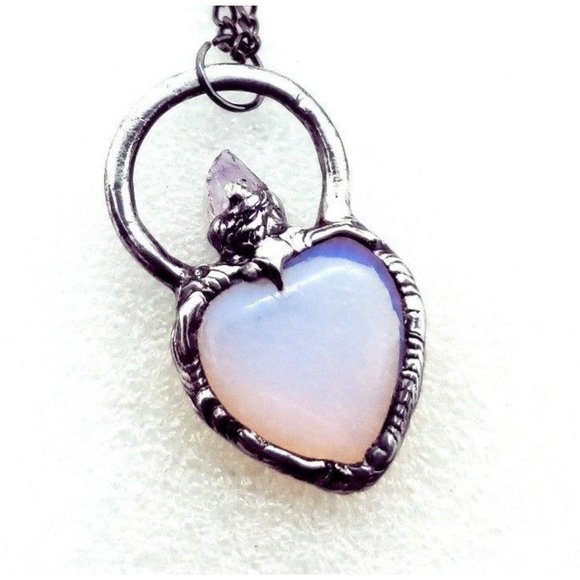 Amethyst and opalite crystal Necklace handmade gothic cosplay egirl jewelry - Picture 2 of 12